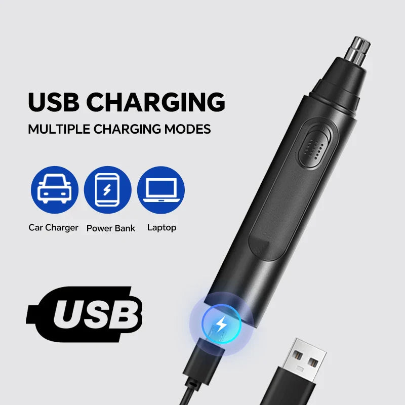 Painless Rechargeable Electric Nose Hair Trimmer for Men & Women – Stainless Steel Dual-Edge, Quiet