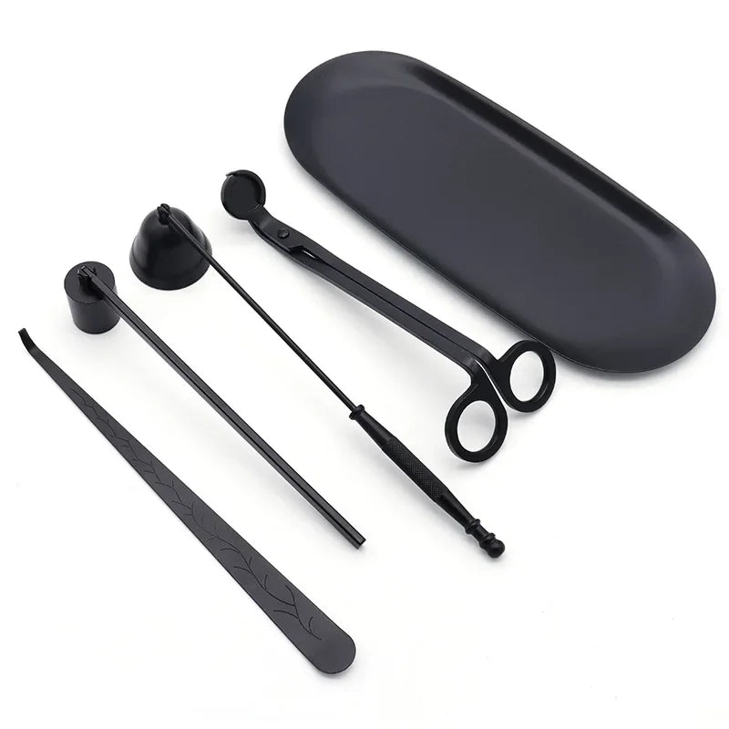 Candle Snuffer & Wick Trimmer — Black, 5 Style Options | Tray, Scissors & Hook Candle Accessories