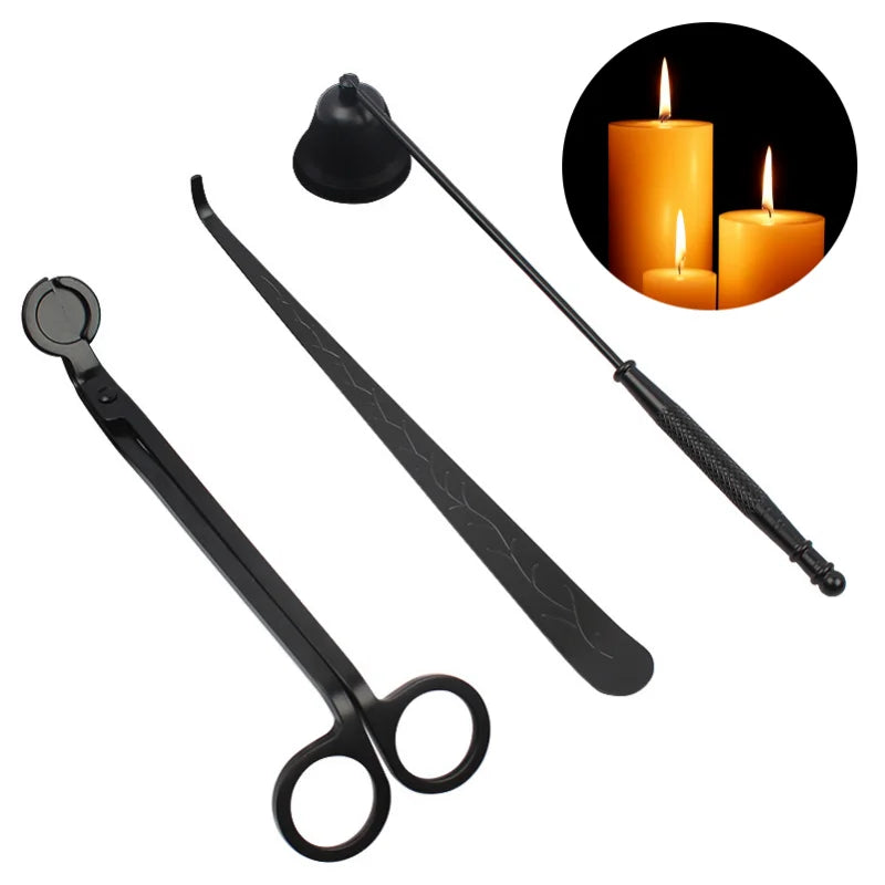 3-Pack Candle Wick Trimmer, Snuffer and Wick Hook Set Stainless Steel Portable Candle Accessories