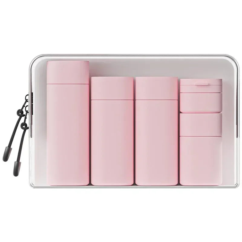 5-Piece Travel Bottle Set – Soft-Touch Refillable Toiletry Dispensers (100ml/3.4oz, 80ml/2.7oz, 50ml/1.7oz, 15ml/0.5oz) – Assorted Colors