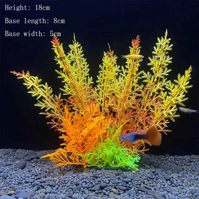 Artificial Aquarium Plants – Plastic Underwater Green Shrubs with Resin Base, Fish Tank Decoration