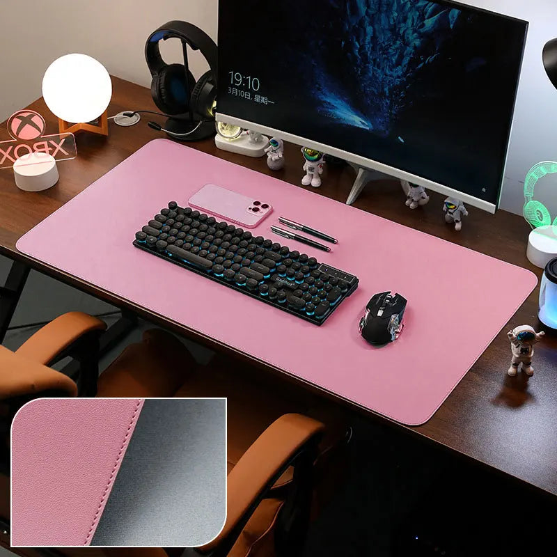 Large PU Leather Desk Pad Non-Slip Stitched Edge Office Mouse Pad and Desk Blotter