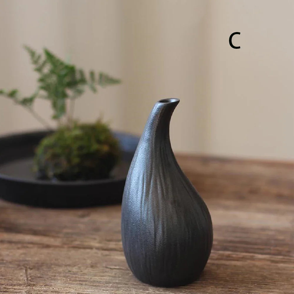 Simple Ceramic Porcelain Vase for Hydroponic Plants — Minimalist Small Vase for Living Room & Dining Table Decor