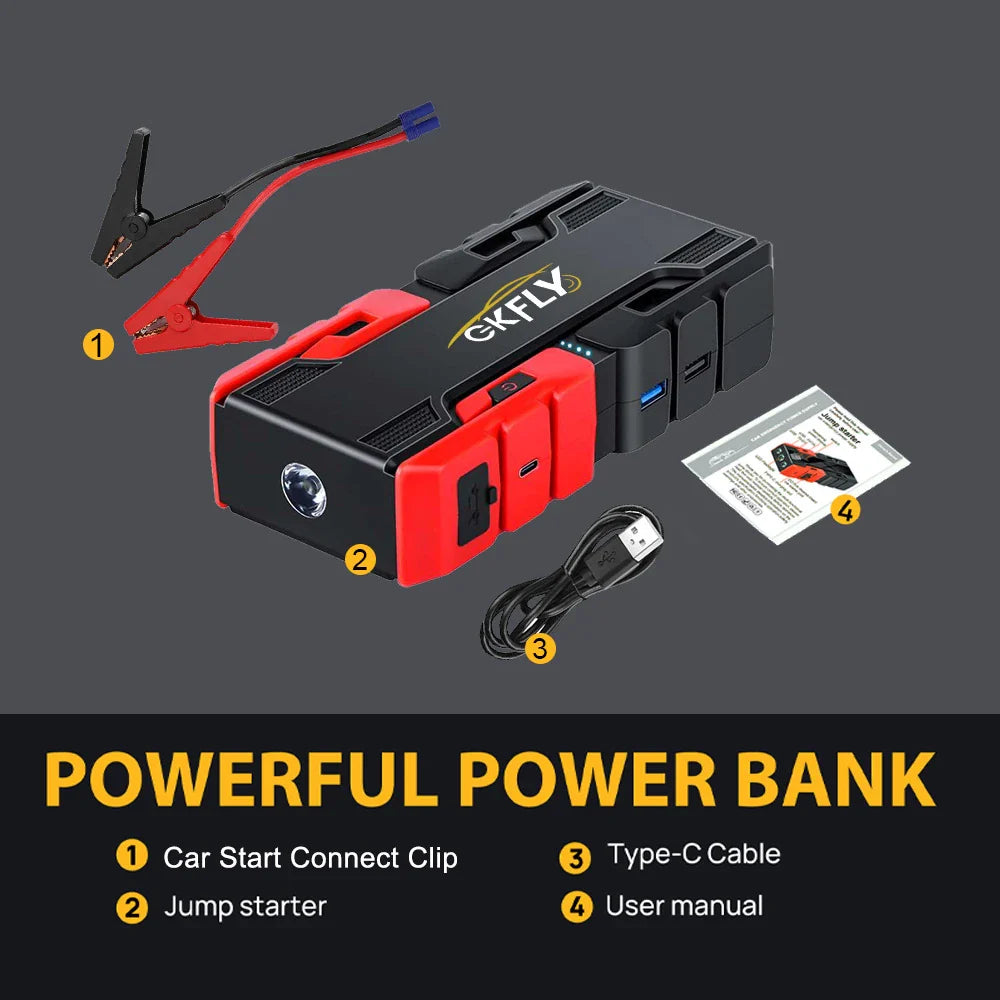 3000A Car Jump Starter and 44.4Wh Portable Power Bank 12V Emergency Battery Booster for Petrol & Diesel Vehicles