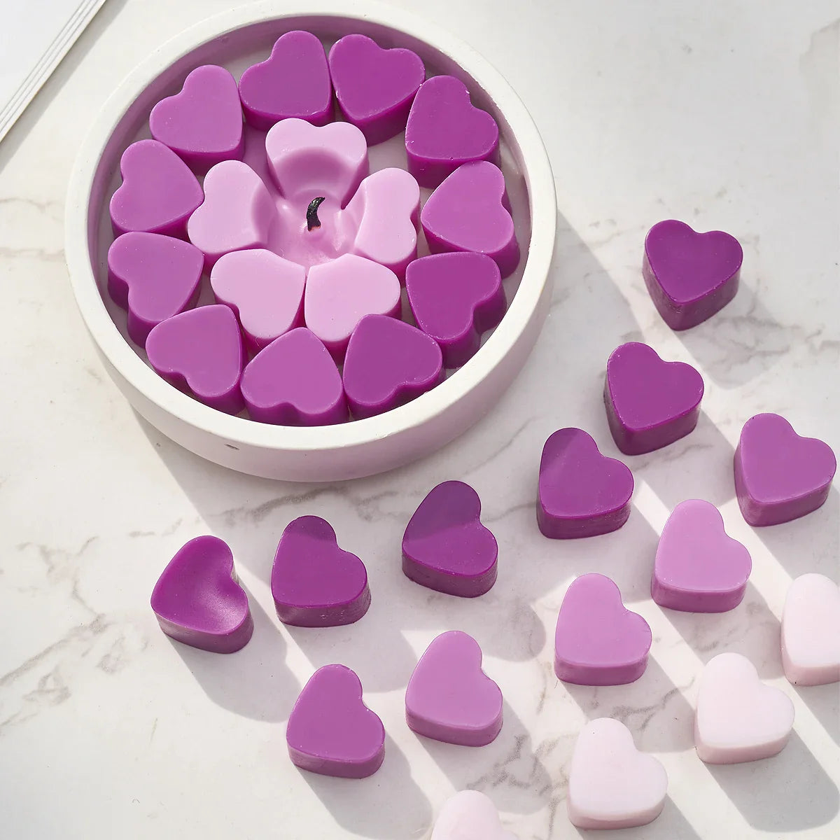 55-Cavity Heart Silicone Mold - DIY Candle, Chocolate & Soap Kit for Valentine's Day