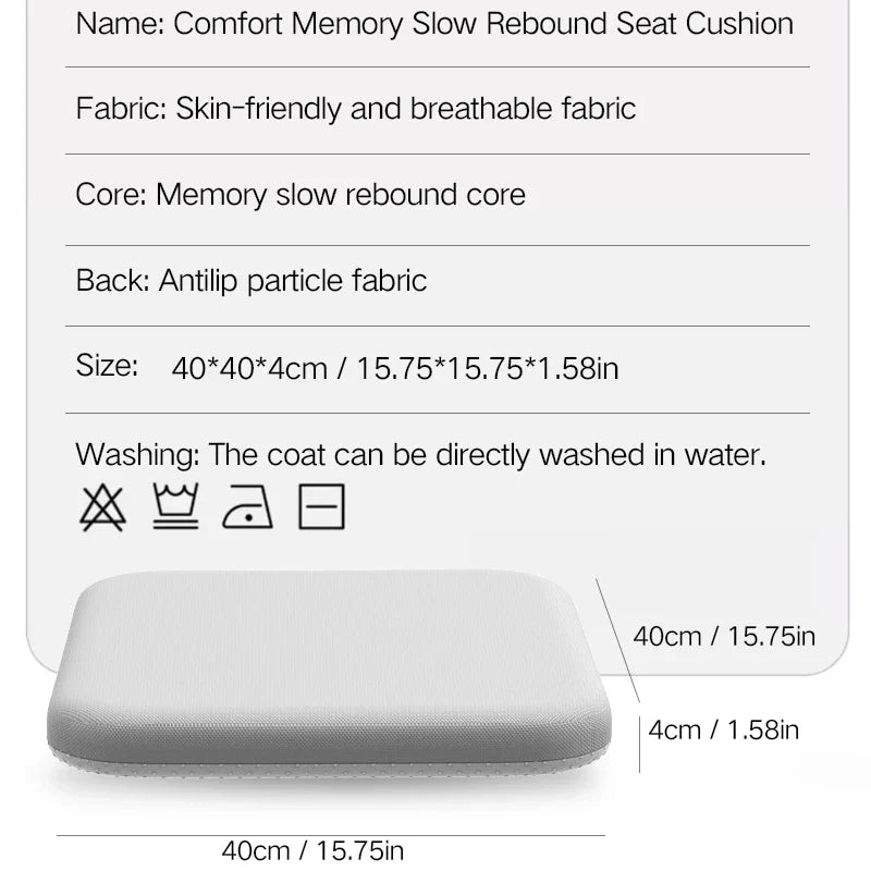 Ergonomic Memory Foam Seat Cushion for Office & Student Seating — Hemorrhoid Relief & Anti-Decubitus Support