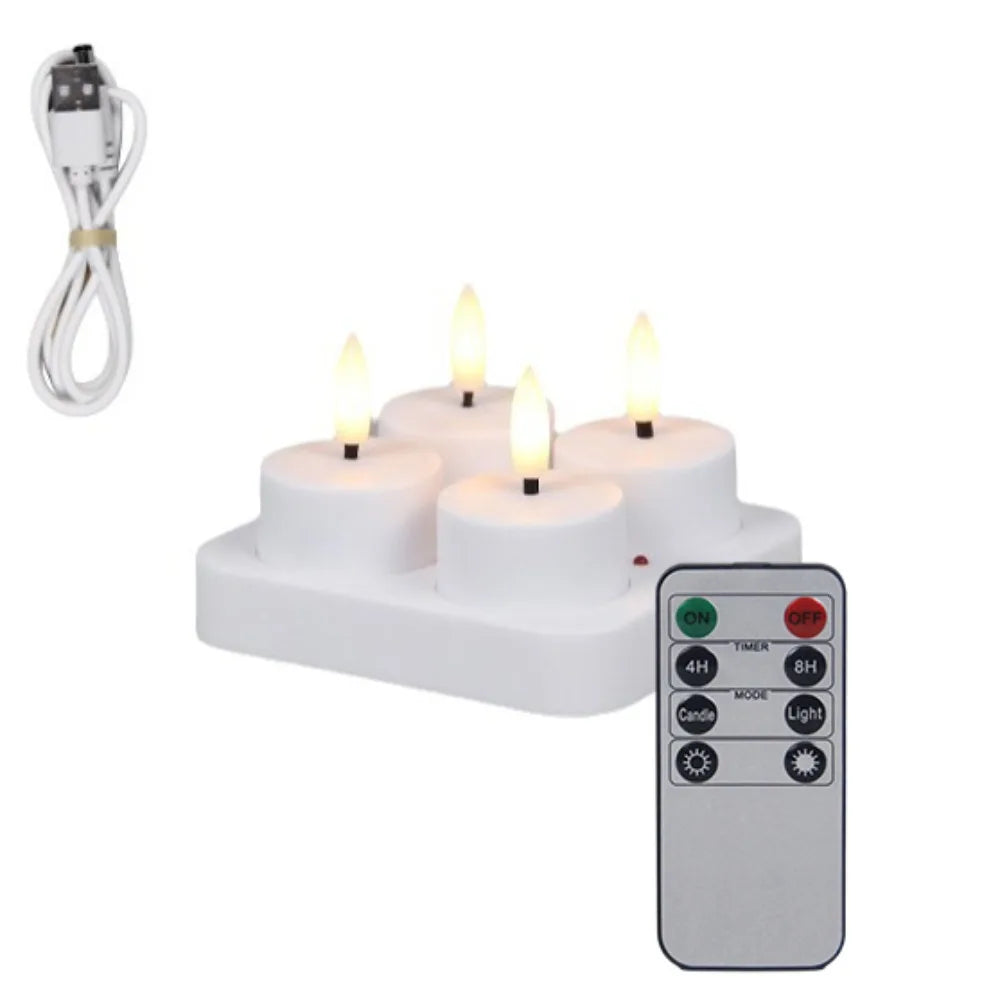 LED Flameless Candle Set 4/6/8/12 Pack – Remote & Charging Base, Battery-Operated Tea Lights for Wedding & Party Decor