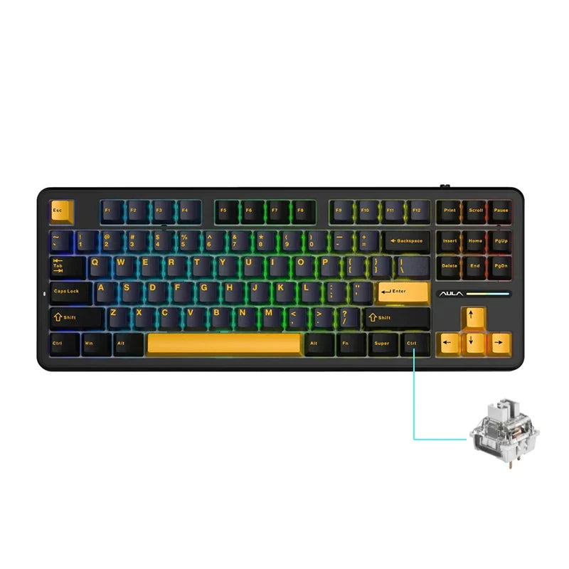 87-Key Tri-Mode Mechanical Keyboard - 2.4G USB Bluetooth, RGB PBT Keycaps, Hot-Swappable Gasket Design, 4000mAh Battery