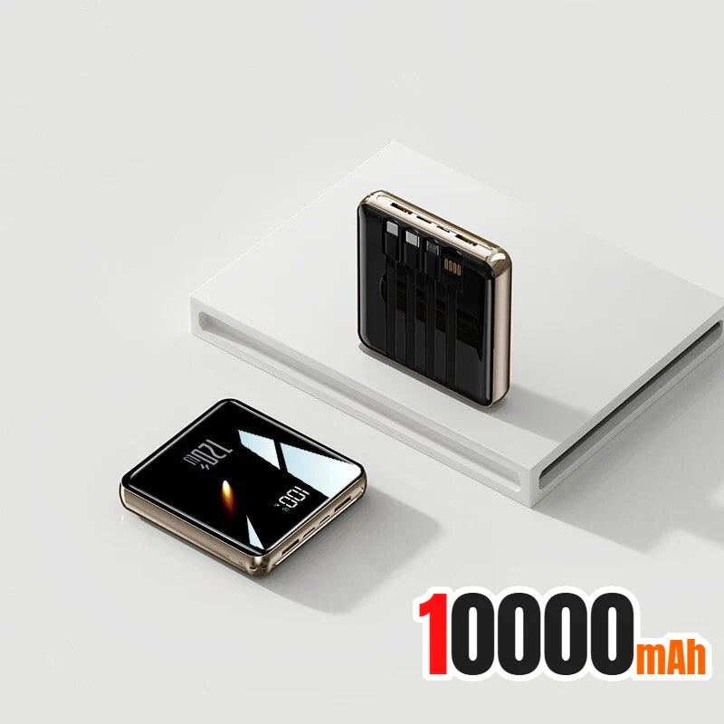 500,000 mAh Mini Power Bank Built-in 4 Cables 120W Fast Charging Portable External Battery for Android & iOS