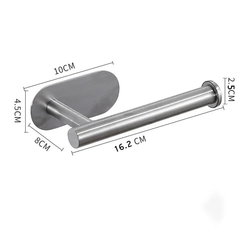 Stainless Steel No-Drill Self-Adhesive Wall-Mount Paper Towel & Toilet Roll Holder