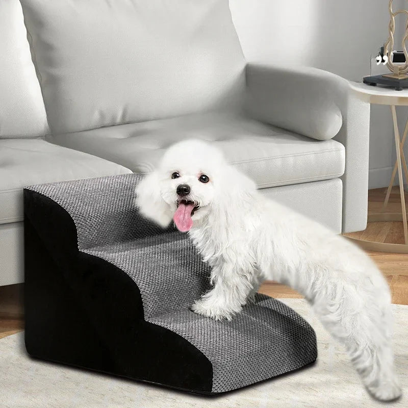 Adjustable 1-3 Step Washable Pet Ramp & Dog Stairs for Sofa and Bed Easy to Assemble