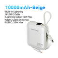10000mAh 35W PD Fast Charging Power Bank with Built-in USB-C & Lightning Cables Compact Portable Charger for iPhone and Android