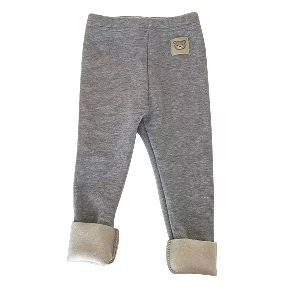 Korean-Style Autumn Winter Footed Leggings for Kids – Warm Polyester Unisex Baby/Toddler Sizes 80–130 (31.5–51.2 in)