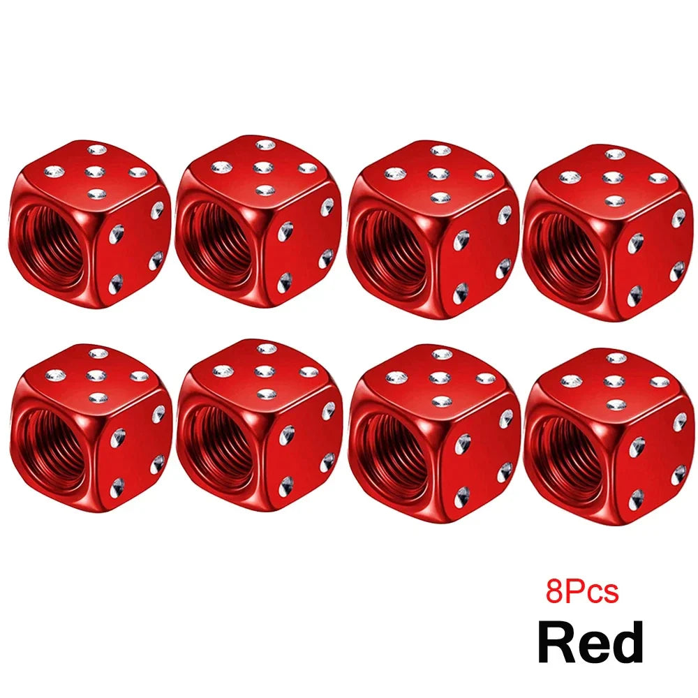 2/8-Pack Aluminum Dice Tire Valve Caps, Universal Wheel Stem Air Valve Covers for Car Truck Motorcycle Bike