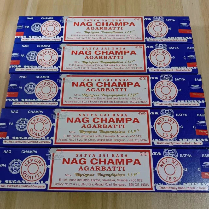5-Box Nag Champa Incense Sticks — 50–60 Handmade Sticks (20 cm / 8 in) Sandalwood & White Sage Home Fragrance