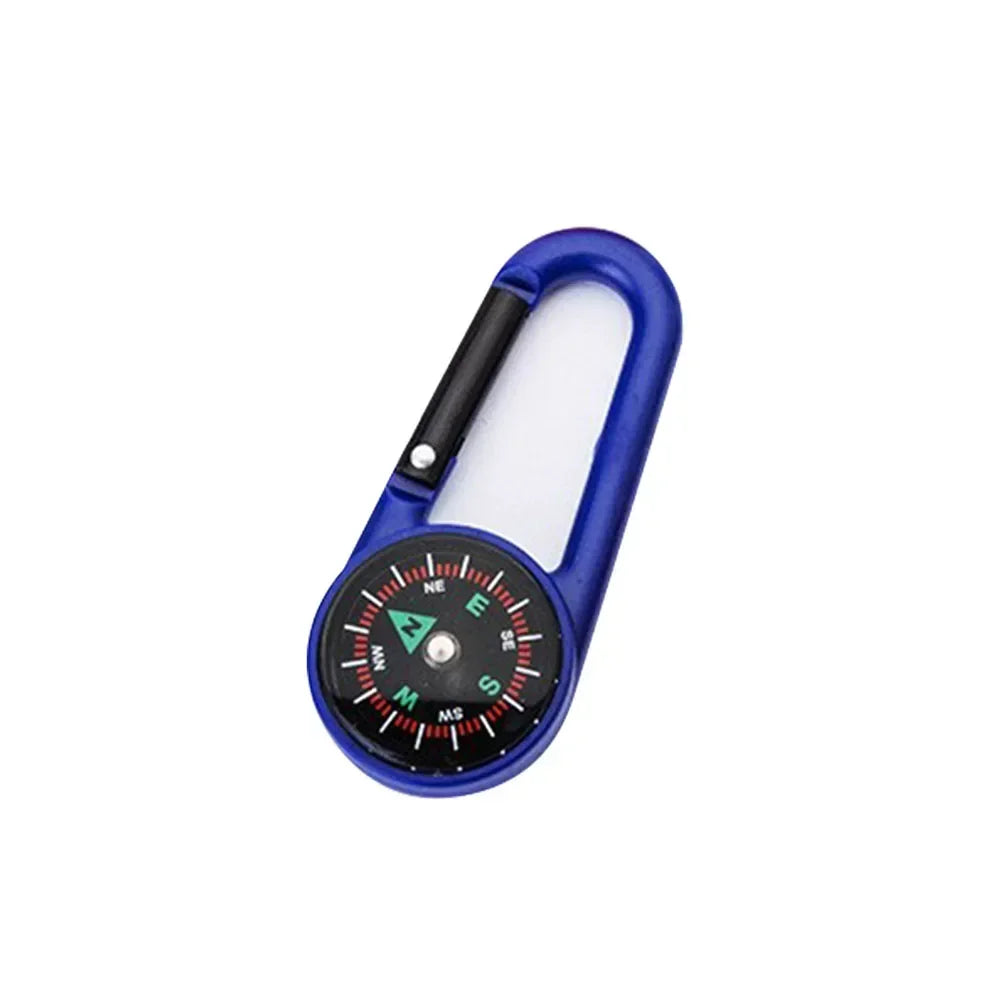 Mini Compass Carabiner Keychain — Camping & Hiking Backpack Buckle Survival Tool