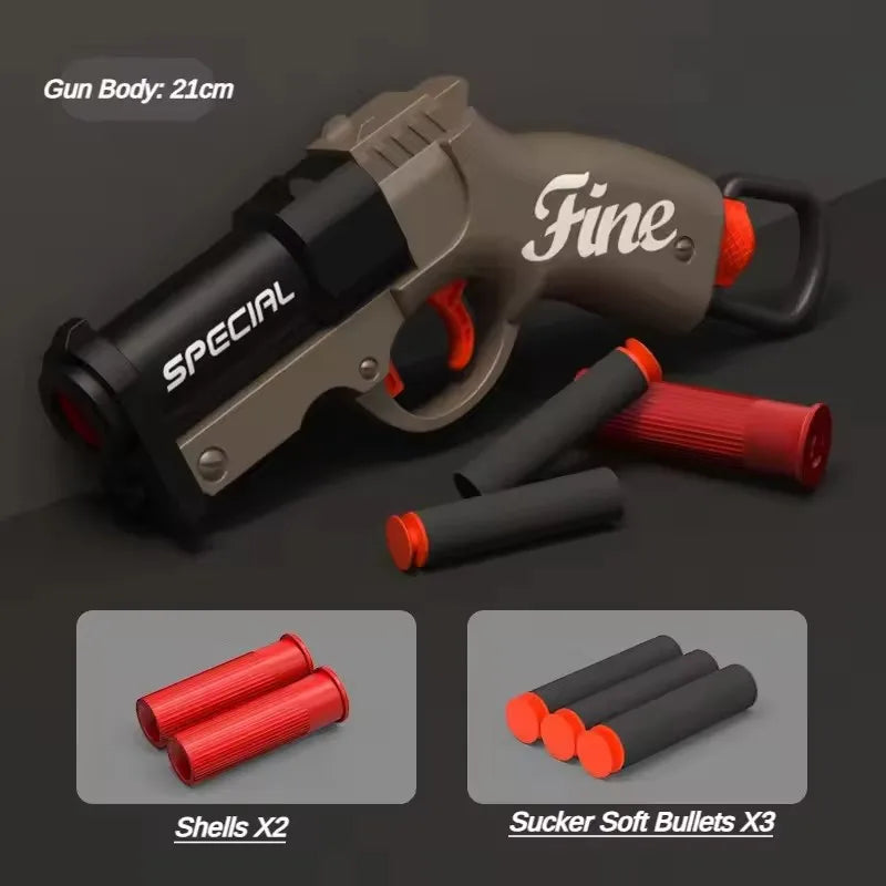 Mini Shell-Throwing Foam Dart Blaster Pistol - Soft Bullet Launcher for Kids Outdoor Play