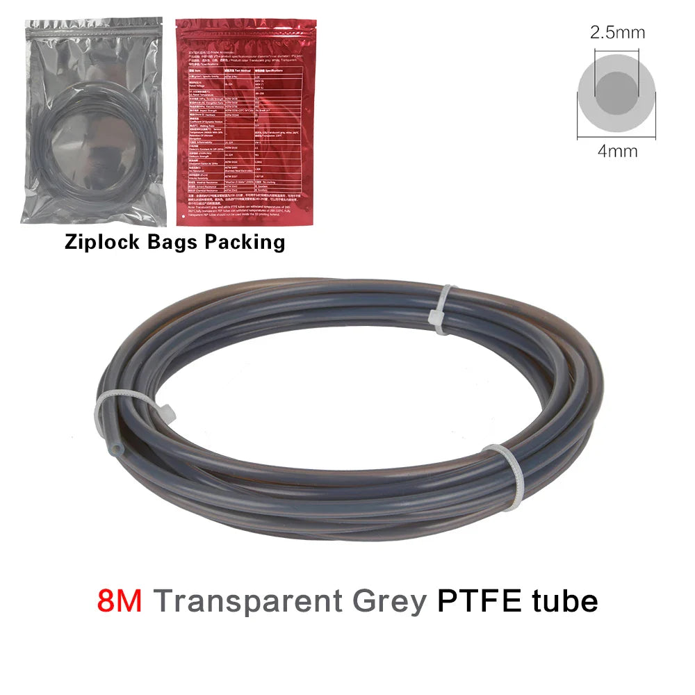 PTFE Bowden Tube for 1.75mm Filament – 2.5mm ID x 4mm OD (0.098 in x 0.157 in) Extruder Feed Tube for Mini 3D Printers