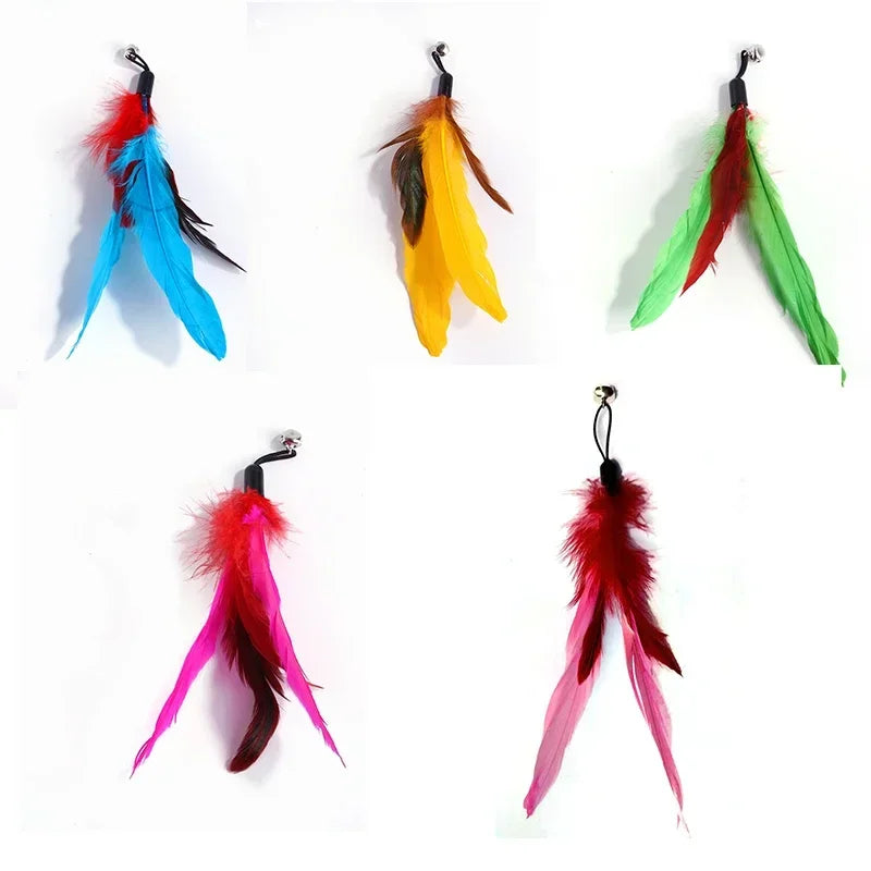 Interactive Cat Feather Toy Refill Kit – Feather Birds, Faux Worm & Foam Ball with Bell for Kittens