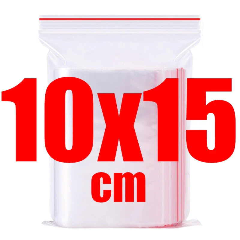 Self-Seal Clear PE Plastic Storage Bags – 100/200/300/500 Pack Zipper Pouches for Jewelry, Food & Pills