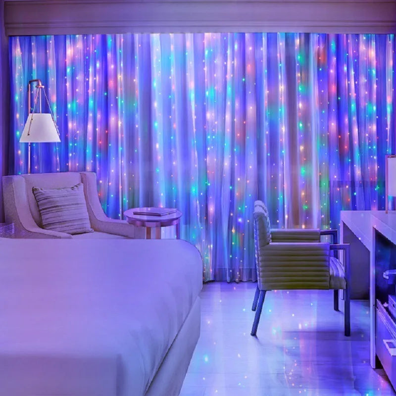 LED Curtain String Lights (USB Powered) — 8 Modes Fairy Lights for Window, Wedding, Party, Christmas, Bedroom & Living Room