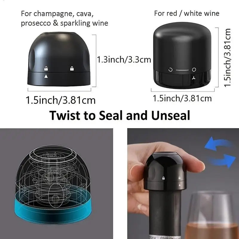 Reusable Silicone Vacuum Wine Stoppers — 1/2/4-Pack Champagne Bottle Sealers, Wine Preserver
