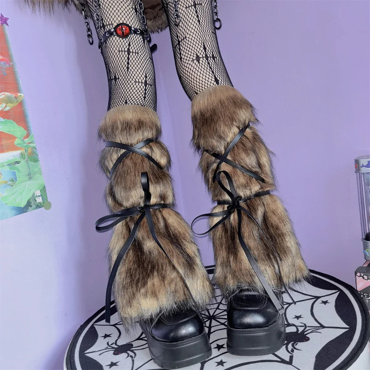 Faux Fur Leg Warmers – Furry Boot Cuffs for Women, Harajuku JK Lolita Cosplay, Winter Boot Socks, Available in 9.8"/11.8"/15.7" (25/30/40 cm)