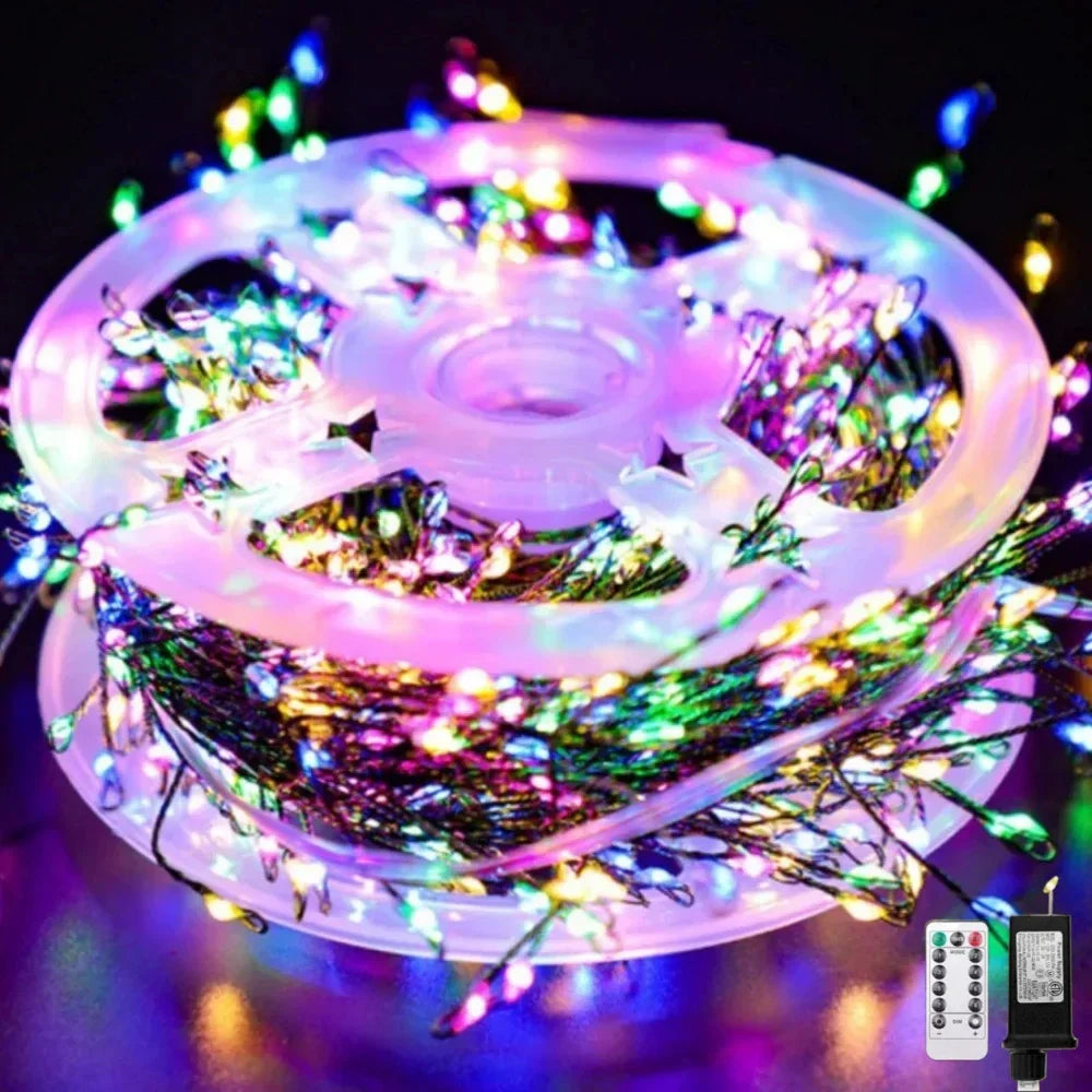 Outdoor Remote-Controlled Copper Wire LED String Lights — 30m / 50m / 75m (98 / 164 / 246 ft) Waterproof Fairy Lights for Christmas Trees Wreaths Patio