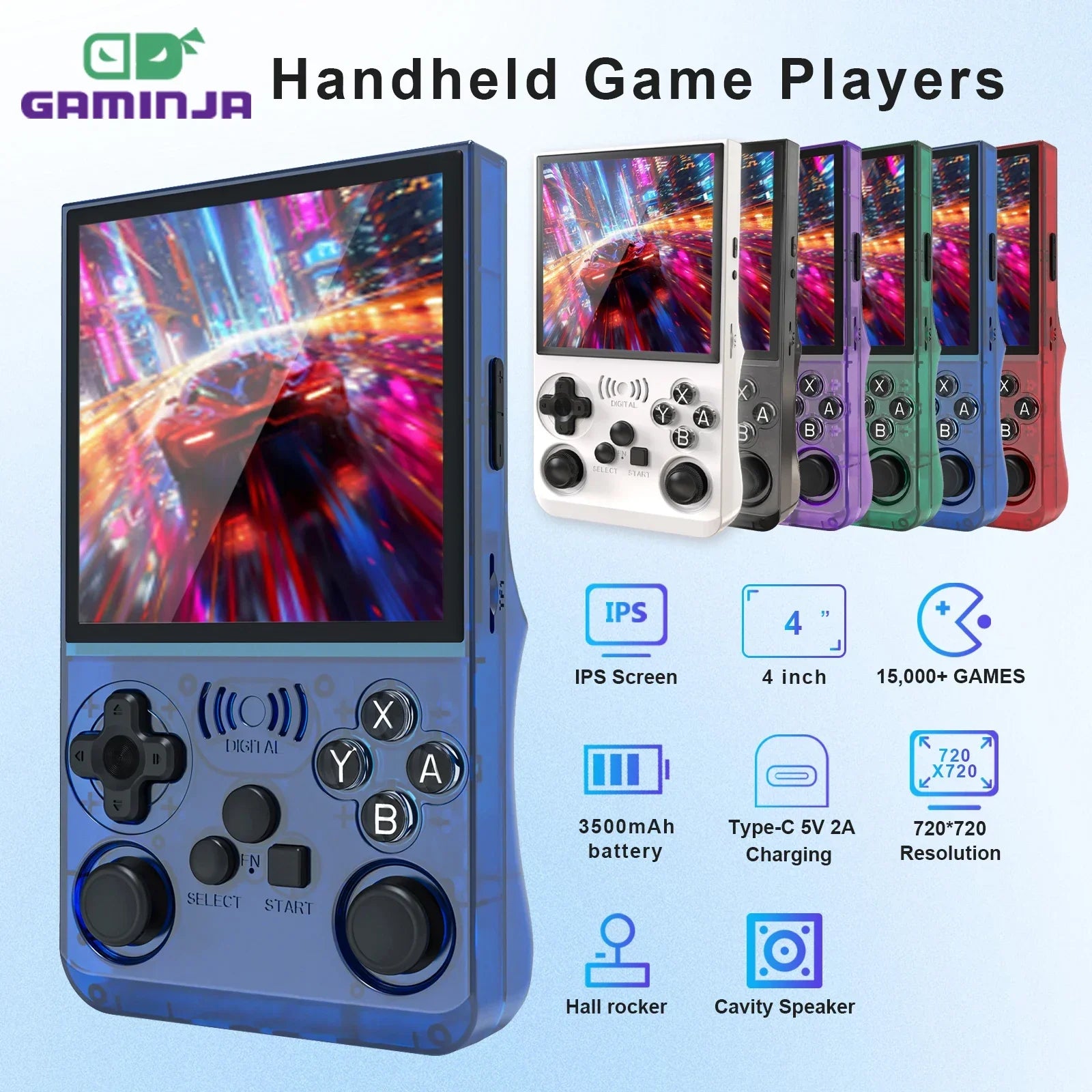 Retro Handheld Game Console 15,000+ Built-in Games, 4.0-inch (10.16 cm) IPS 720x720, 64GB Portable Pocket Console (Linux, Type-C)