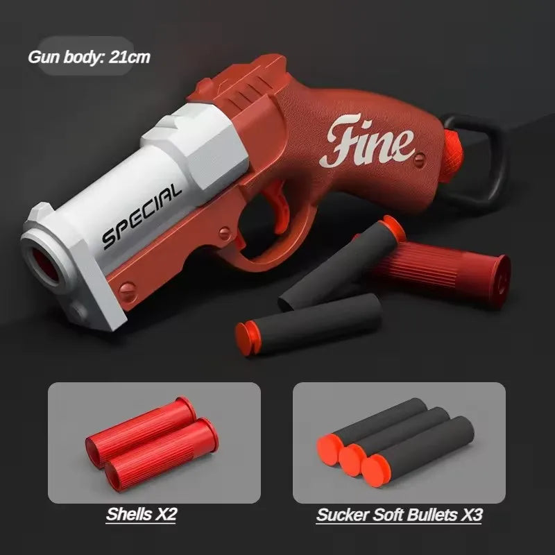 Mini Shell-Throwing Foam Dart Blaster Pistol - Soft Bullet Launcher for Kids Outdoor Play