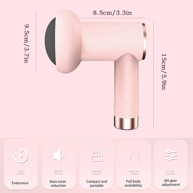 Wireless Handheld Massage Gun – Portable Rechargeable Percussion Massager for Neck, Shoulder, Back & Waist (Pink/White)