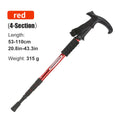 Folding 4-Section Telescopic Trekking Pole - Lightweight Aluminum Hiking Stick with T-Handle, Adjustable 21-43 in (53-110 cm)
