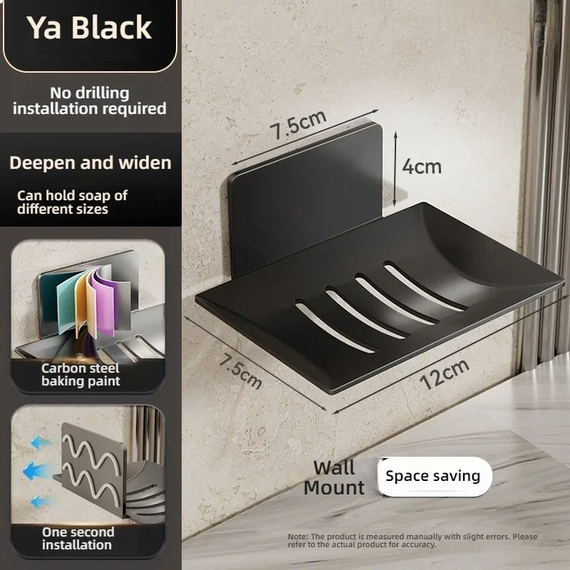 No-Drill Wall-Mounted Soap Rack Waterproof Metal Soap Holder for Bathroom Shower