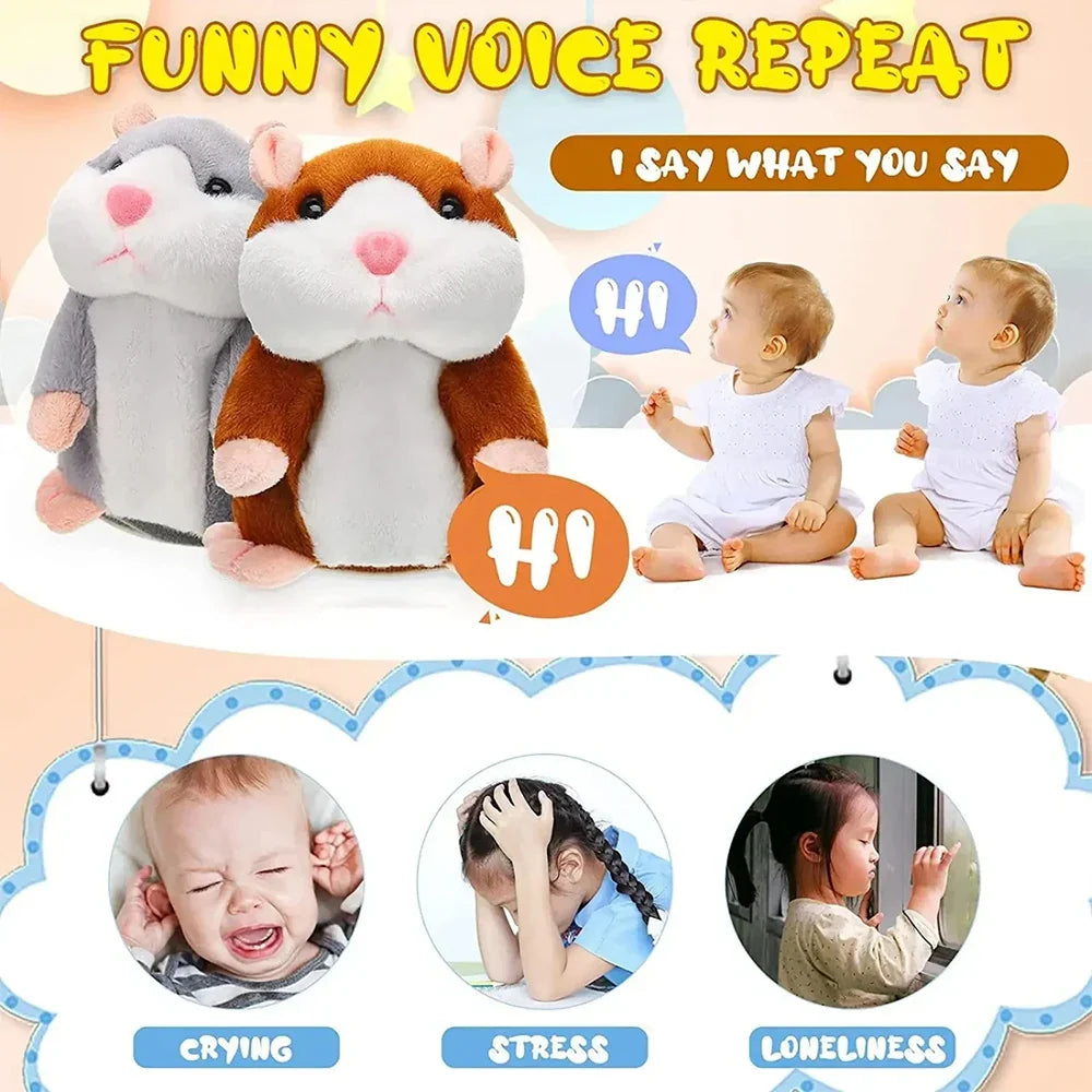 Interactive Talking Hamster Plush Toy, Nodding Voice-Imitating Stuffed Animal, Soothing Baby & Kids Gift