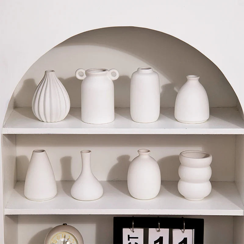 Ceramic Decorative Vase for Dried Flowers & Hydroponic Plants, Modern Table Ornament for Living Room Bedroom Office