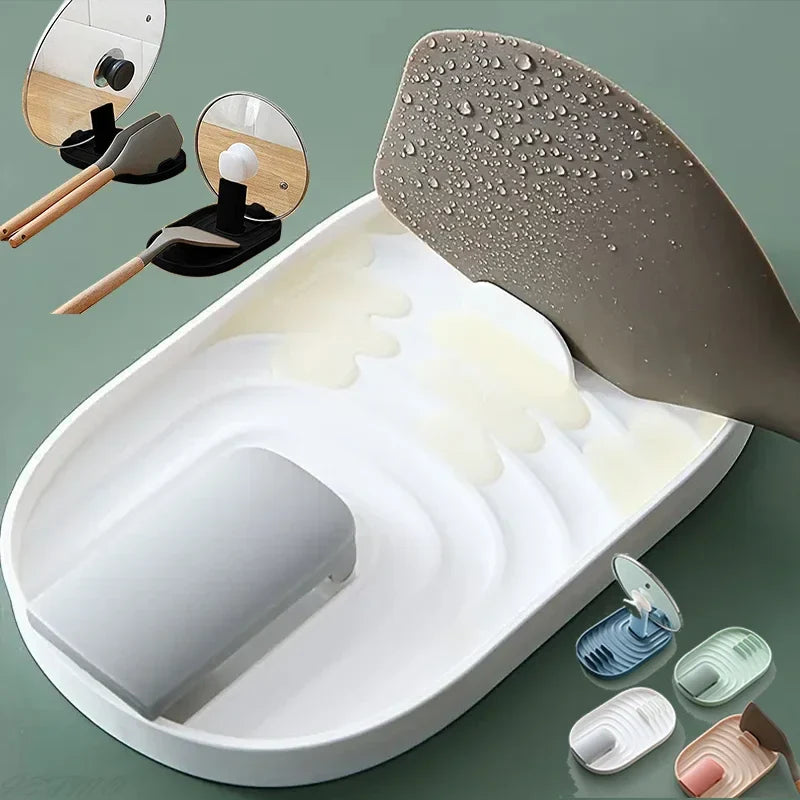Foldable Pot Lid & Utensil Holder – Spoon Rest Spatula Organizer Rack for Kitchen