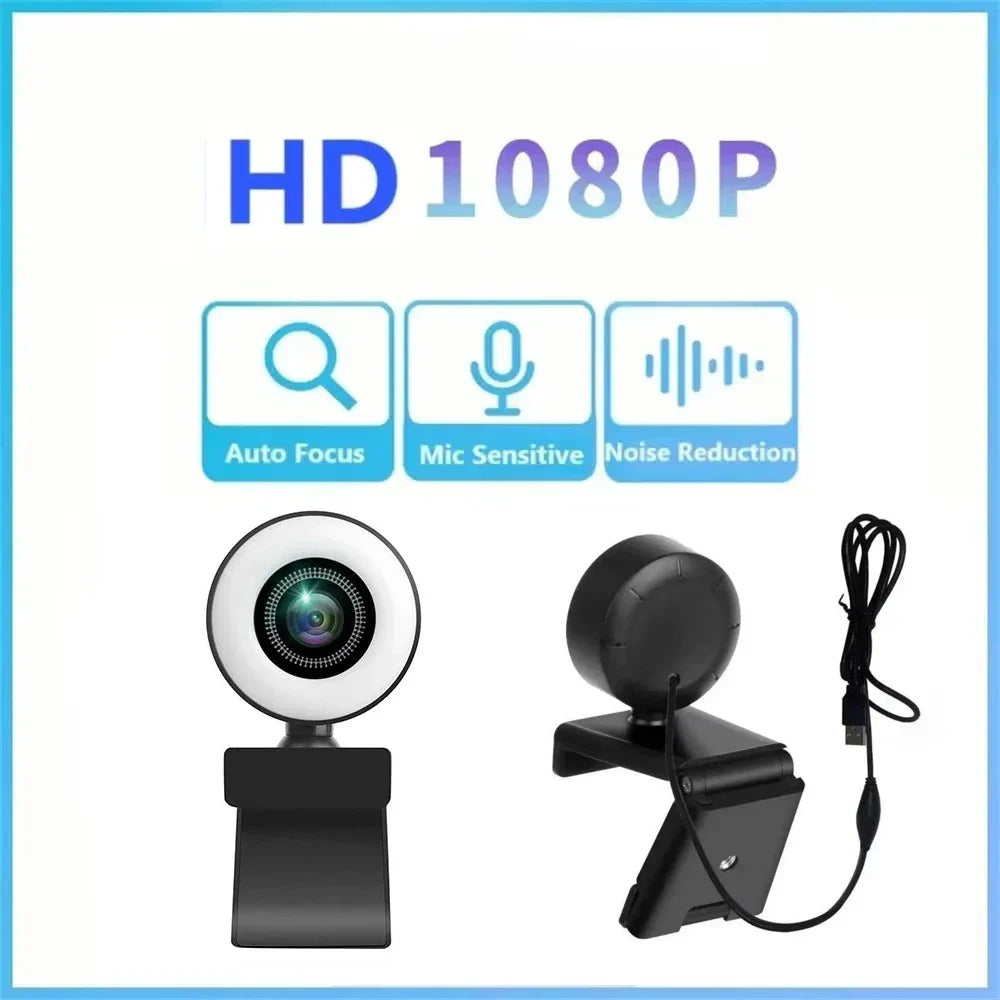 4K USB Webcam (8MP) 1080P/720P Auto-Focus Laptop Camera with Noise-Reduction Mic, Adjustable Clip & Light Control for Live Streaming