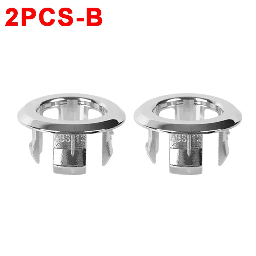 Sink Overflow Ring Cover 1/2/4-Pack Plastic Basin Overflow Hole Trim for Bathroom and Kitchen - Fits 22-24mm & 47-48mm Apertures