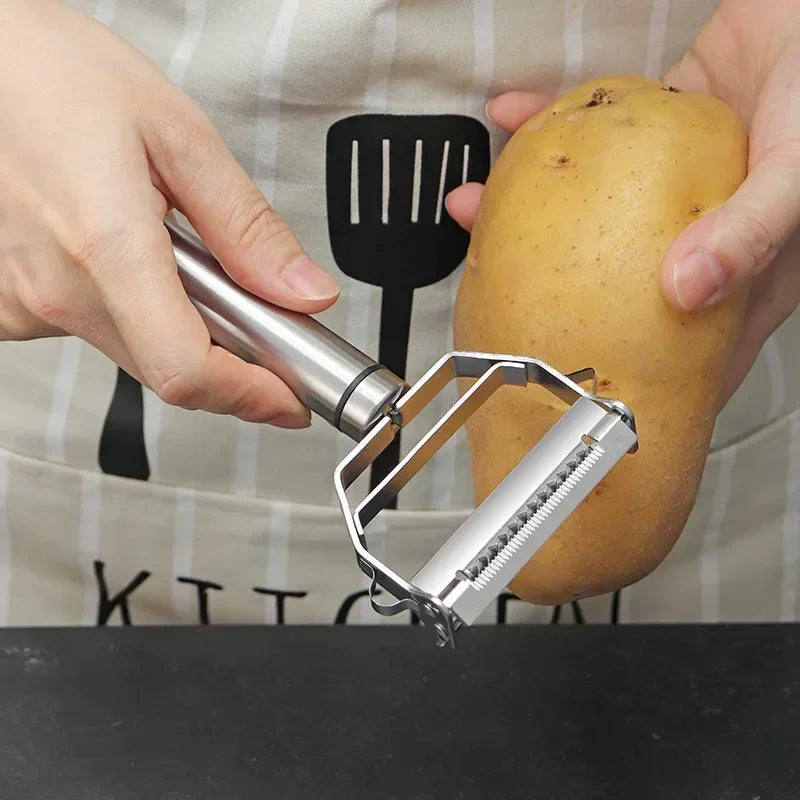 Multifunctional 304 Stainless Steel Vegetable Peeler & Julienne Grater – Fruit, Potato & Carrot Shredder