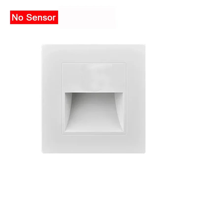PIR Motion Sensor Recessed LED Night Light 86mm (3.4 in) AC 110-240V for Staircase Bedroom Hallway