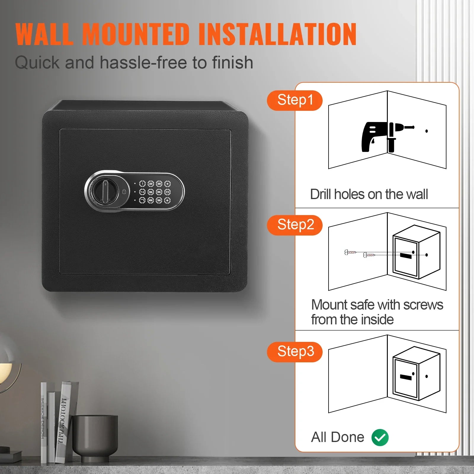 Electronic Digital Home Safe 1.2 cu ft (34 L) - Keypad Lock with Override Keys for Jewelry, Cash & Documents