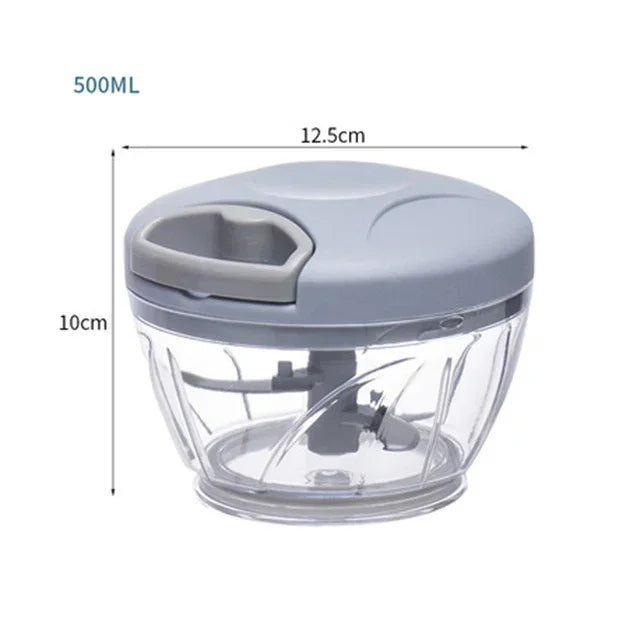 Manual Garlic and Food Chopper 500ml (17 fl oz) / 900ml (30 fl oz) — Hand Vegetable Cutter & Meat Grinder