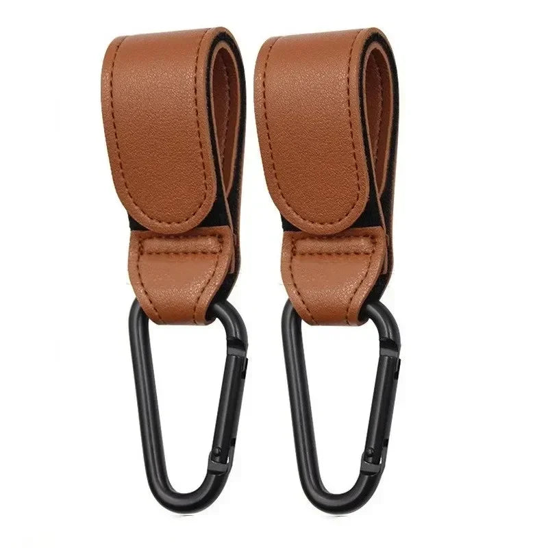 PU Leather 360° Rotating Stroller Hook - Baby Bag Pram Organizer (1 or 2-Pack)