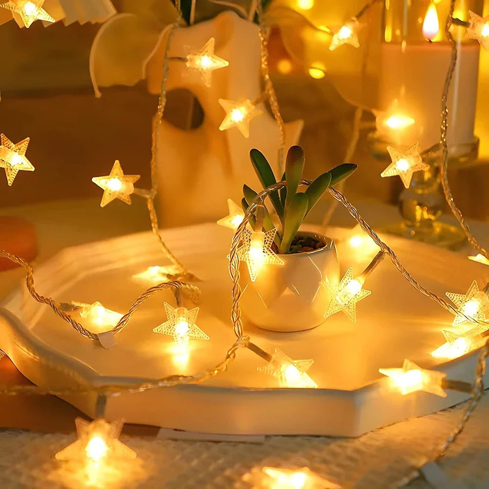 LED Star Fairy String Lights — 1.5/3/6/10m (10/20/40/80 LEDs) USB or Battery Operated IP44 Waterproof for Party, Wedding, Home & Patio