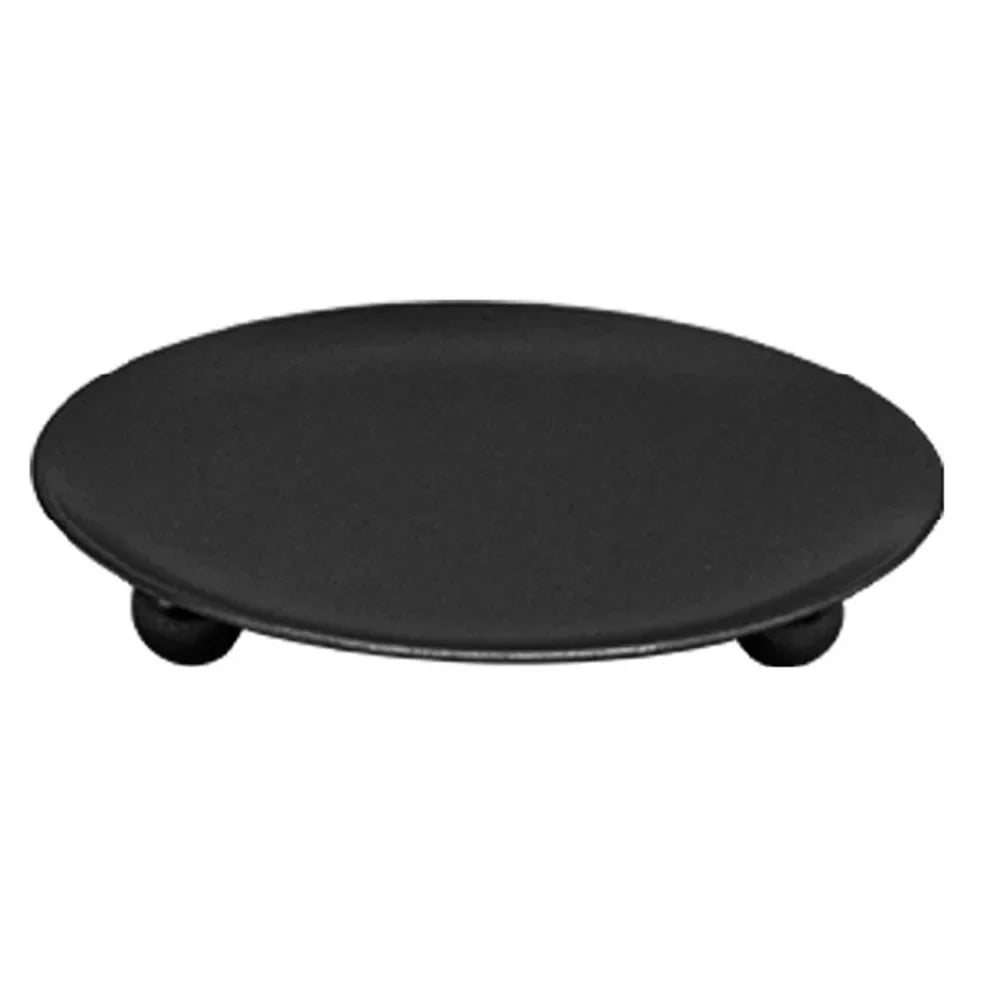 Round Iron Candle Plate Holder — Rust-Resistant Metal Pedestal for Pillar, Ball & Votive Candles, Gold or Black, Small 2.8×2.8×0.6 in (7×7×1.5 cm) & Large 4.3×4.3×0.7 in (11×11×1.7 cm)
