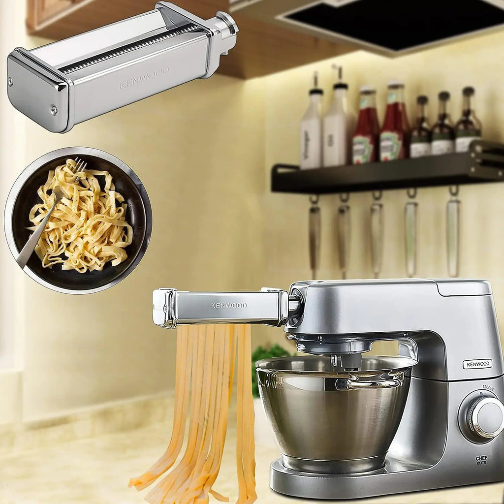 Pasta Sheeter & Cutter Set for Stand Mixers – Spaghetti & Fettuccine Cutters with Lasagne Roller and Cleaning Brush