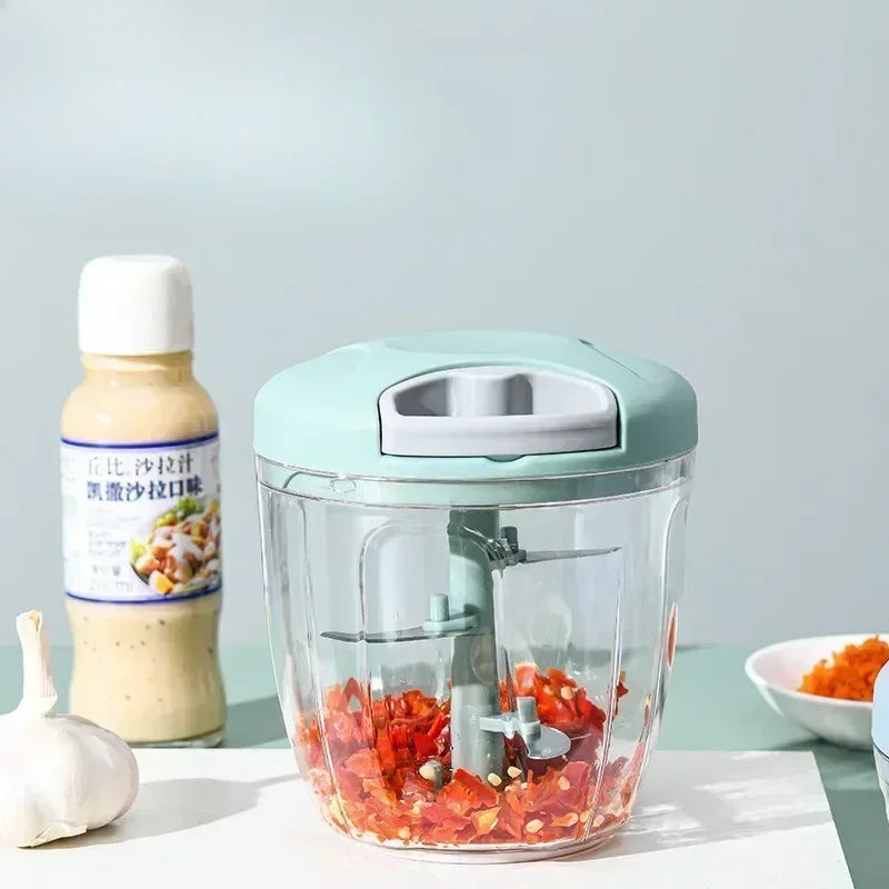 Manual Garlic Press Chopper 500ml/900ml Stainless Steel Blade Garlic Crusher & Onion Cutter