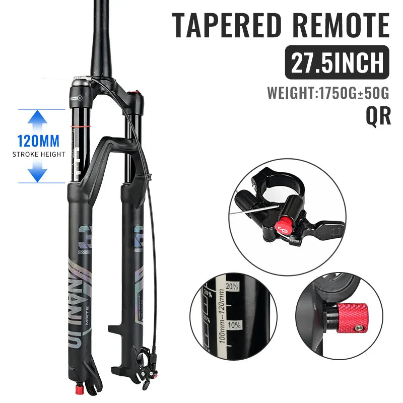 Air Suspension MTB Fork Rebound and Lockout Adjustment 26 / 27.5 / 29-Inch Straight or Tapered, 120mm (4.7in) & 140mm (5.5in) Travel