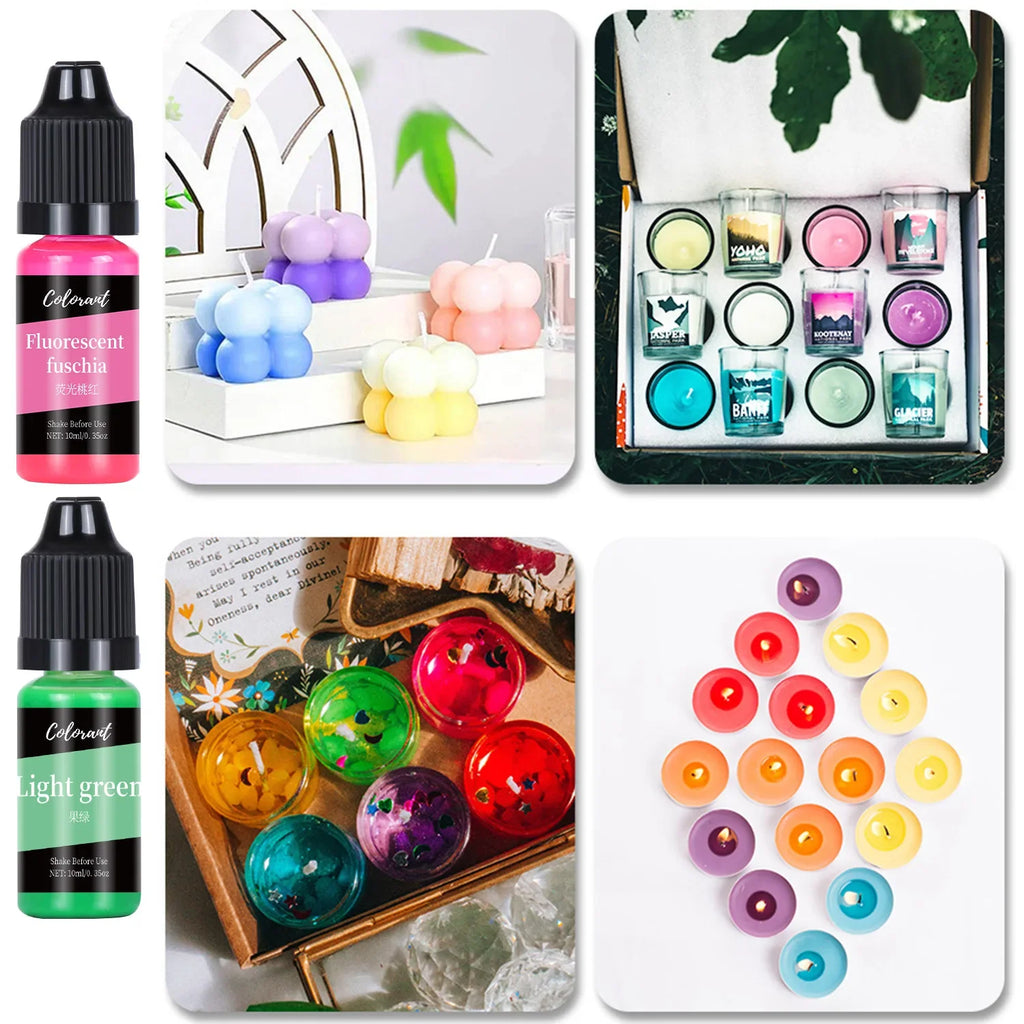 Candle Dye Kit - Liquid Colorants for DIY Candle & Soap Making (5ml / 10ml Bottles)