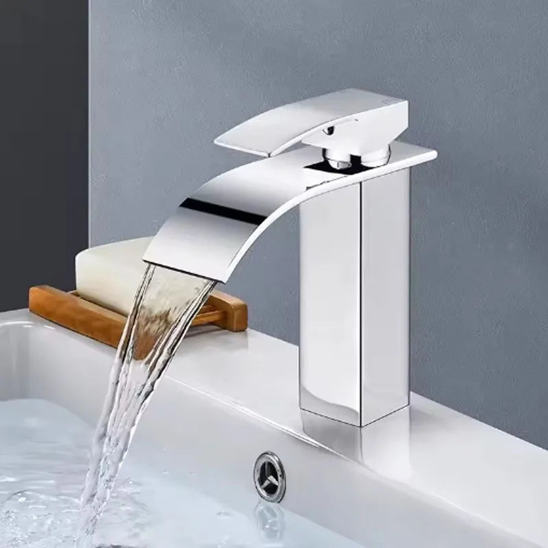 Stainless Steel Deck-Mounted Basin Faucet for Bathroom - Hot & Cold, Classic Style